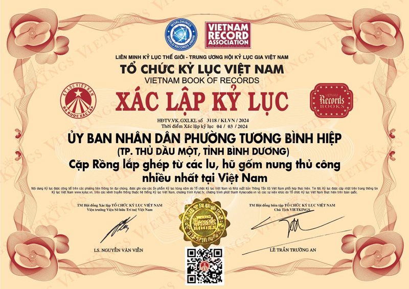 Cặp rồng lu Bình Dương được xác lập kỷ lục Việt Nam vào ngày 4/3. Ảnh: T.L