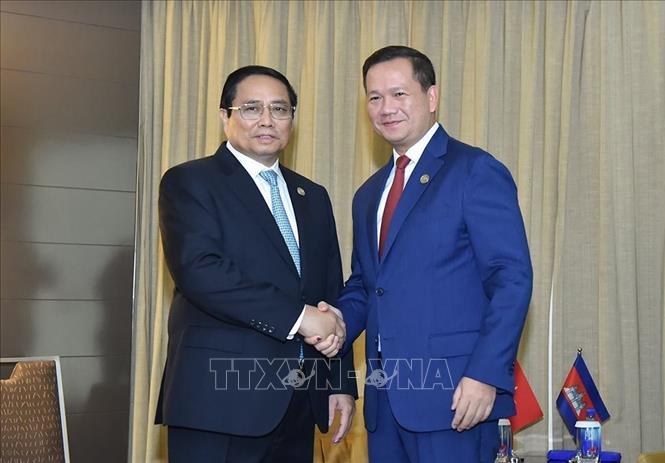 Thủ tướng Phạm Minh Chính gặp Thủ tướng Campuchia Hun Manet tại Australia- Ảnh 1.