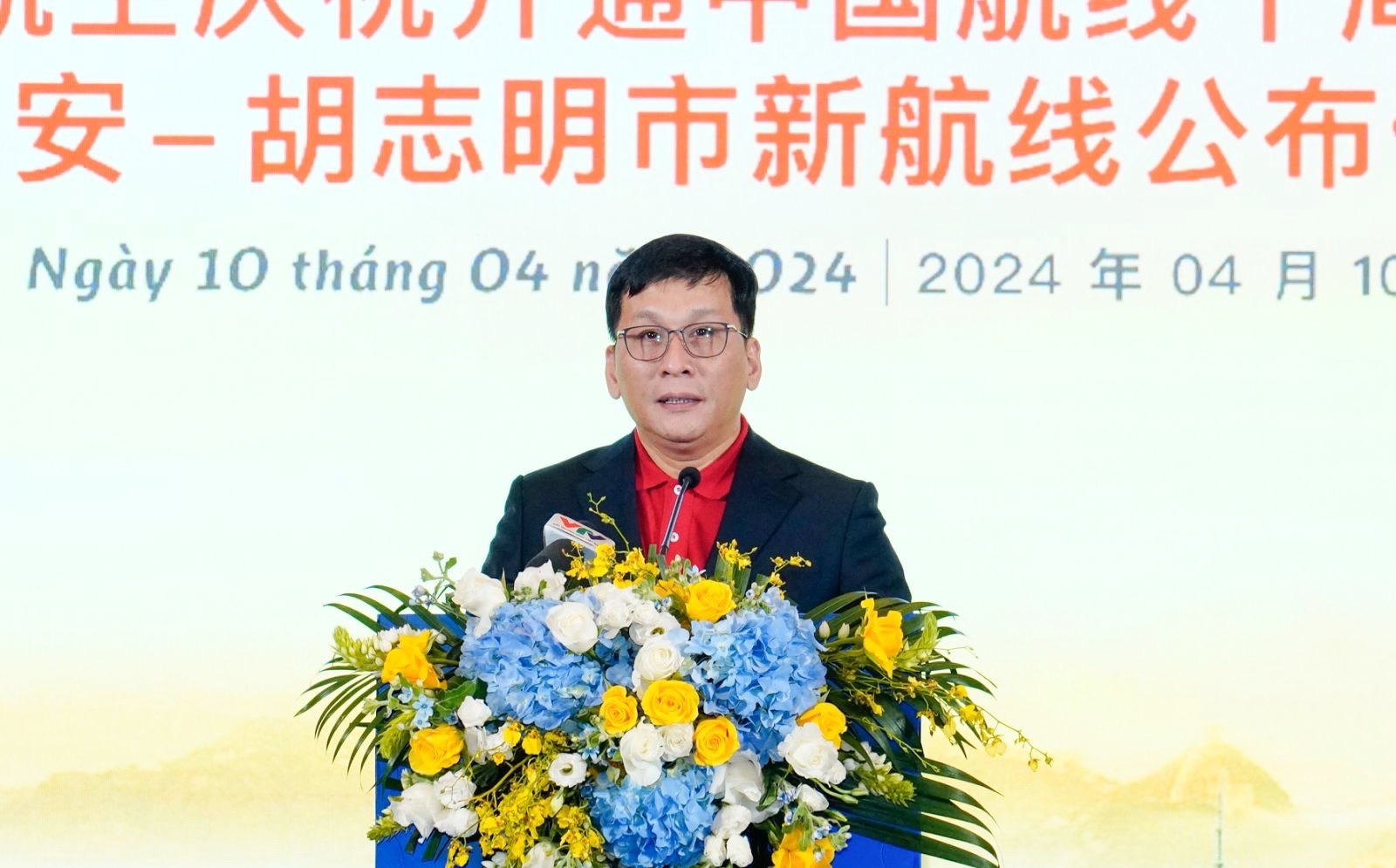Tổng giám đốc Vietjet Đinh Việt Phương phát biểu tại sự kiện.