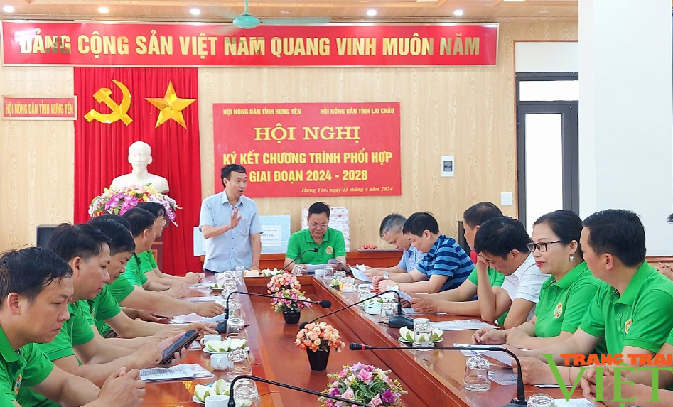 Hội Nông dân tỉnh Lai Châu và Hưng Yên ký kết chương trình phối hợp hoạt động giai đoạn 2024 – 2028- Ảnh 1.