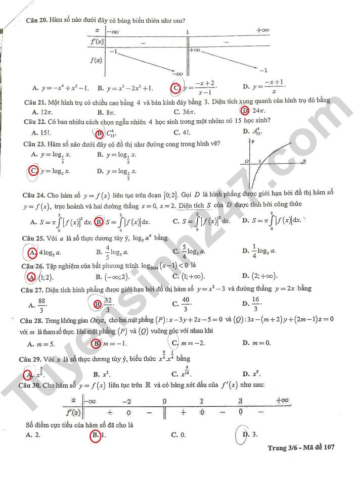 Gợi ý đáp án đề thi thử môn Toán Hà Nội tốt nghiệp THPT 2024 full mã đề- Ảnh 16.