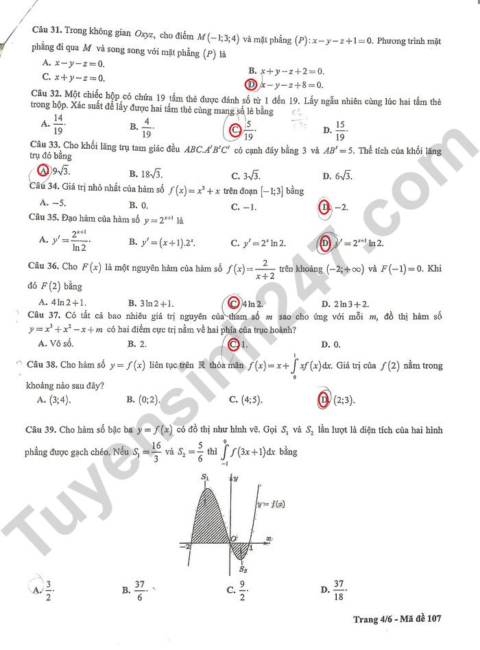 Gợi ý đáp án đề thi thử môn Toán Hà Nội tốt nghiệp THPT 2024 full mã đề- Ảnh 17.