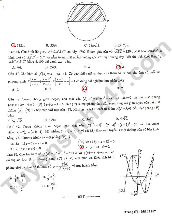 Gợi ý đáp án đề thi thử môn Toán Hà Nội tốt nghiệp THPT 2024 full mã đề- Ảnh 19.