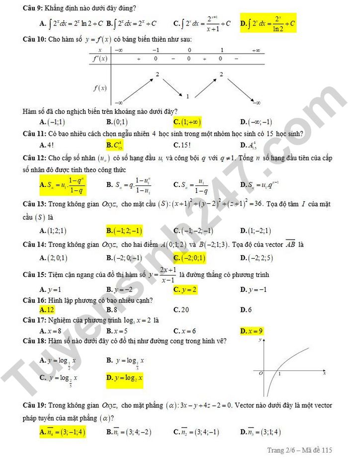 Gợi ý đáp án đề thi thử môn Toán Hà Nội tốt nghiệp THPT 2024 full mã đề- Ảnh 9.