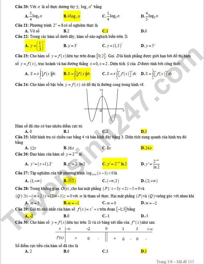 Gợi ý đáp án đề thi thử môn Toán Hà Nội tốt nghiệp THPT 2024 full mã đề- Ảnh 10.