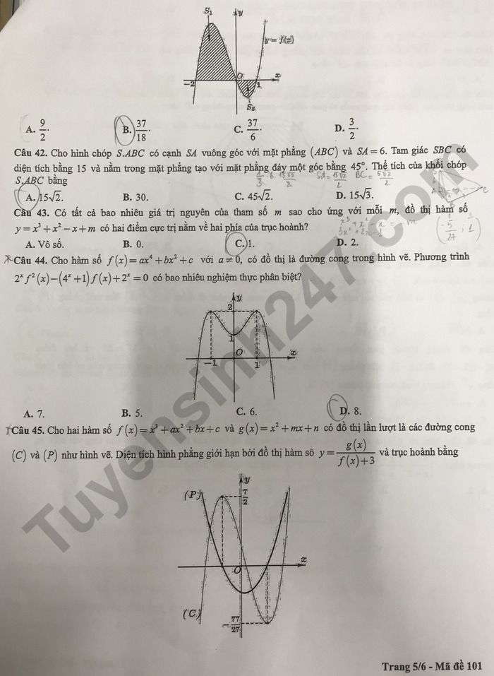 Gợi ý đáp án đề thi thử môn Toán Hà Nội tốt nghiệp THPT 2024 full mã đề- Ảnh 6.