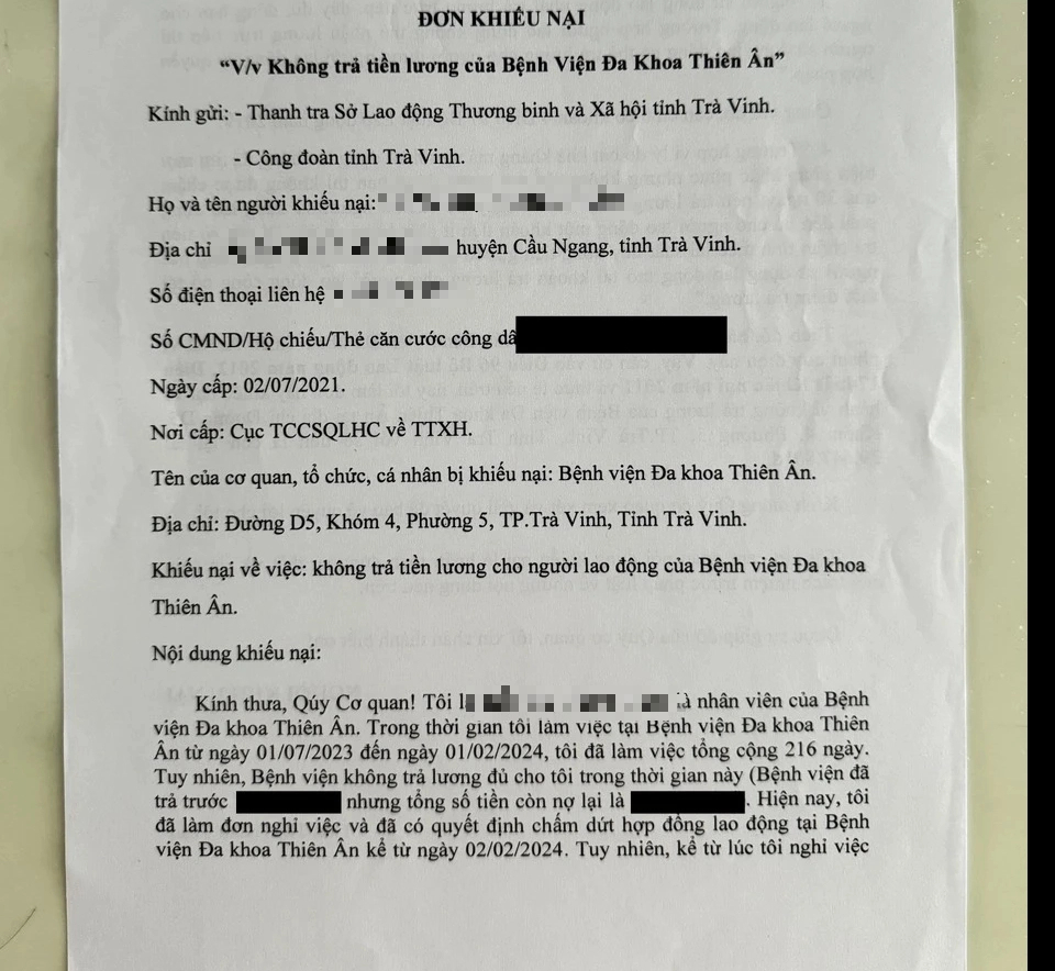 Trà Vinh: Vì sao Bệnh viện Thiên Ân nợ lương nhân viên?- Ảnh 1.