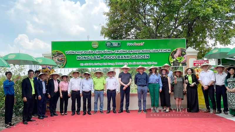 Tổ chức phi lợi nhuận Food Bank Vietnam phối hợp cùng Trường Đại học Nông Lâm TP.HCM khánh thành mô hình Vườn thực phẩm cộng đồng Nong Lam Foodbank Garden tại TP.Thủ Đức. Ảnh: Trần Khánh