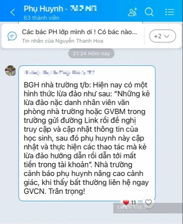 Trường học cảnh báo chiêu lừa giả danh nhân viên, giáo viên cập nhật thông tin học sinh rồi chiếm đoạt tiền- Ảnh 1.