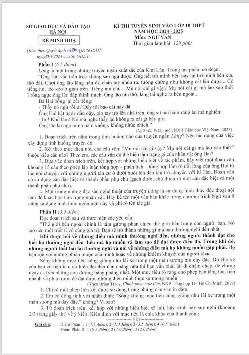 Đề minh họa vào lớp 10 môn Văn 2024 ở Hà Nội nhanh nhất và chính xác nhất- Ảnh 5.