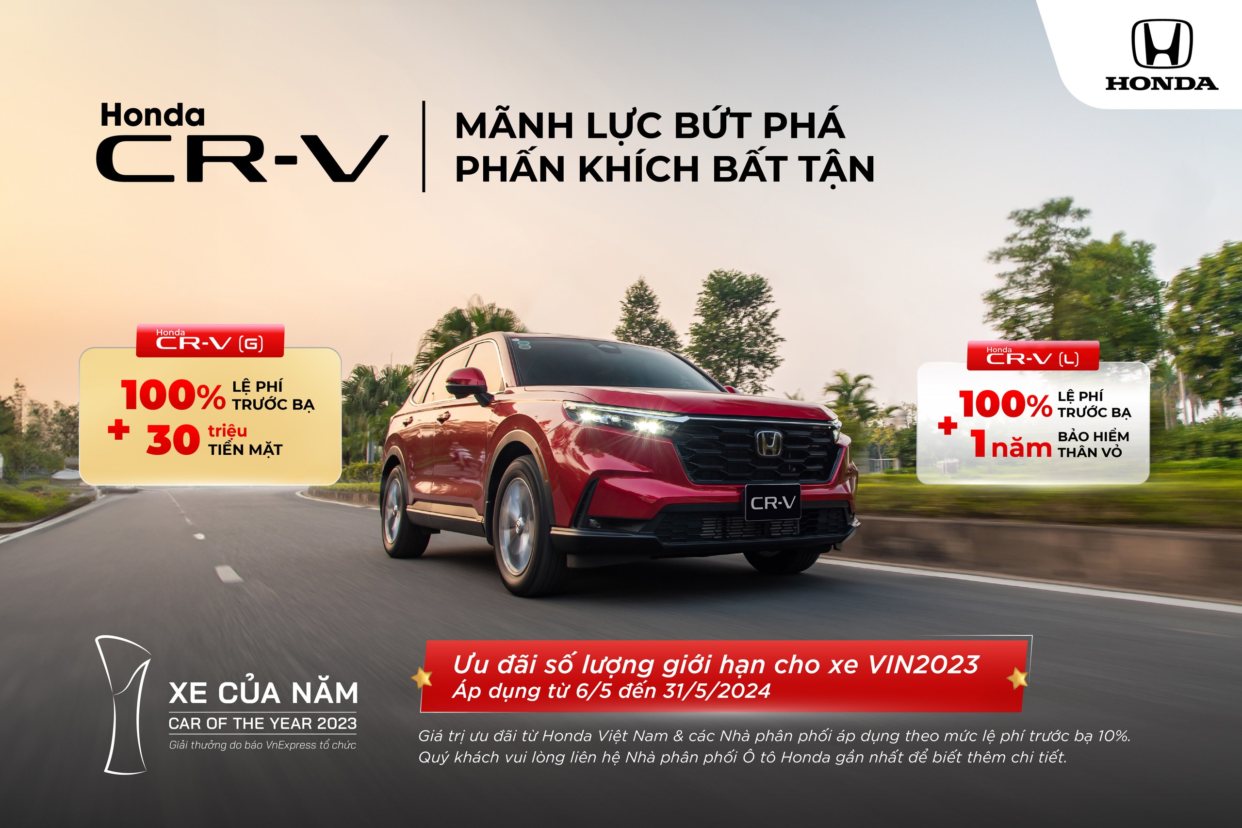 Loạt xe Honda nhận ưu đãi tháng 5/2024: Honda CR-V, Accord giảm cao nhất hơn 200 triệu đồng- Ảnh 1.