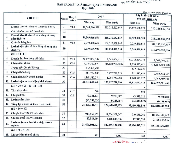 KQKD quý I/2024: Chuyển nhượng bất động sản "thất thu", Nhà Đà Nẵng (NDN) báo lãi giảm 74%- Ảnh 1.