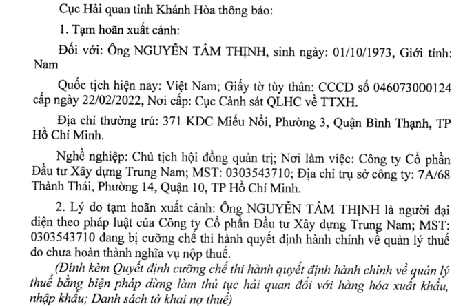 Chủ tịch Trung Nam Group Nguyễn Tâm Thịnh bị tạm hoãn xuất cảnh- Ảnh 1.