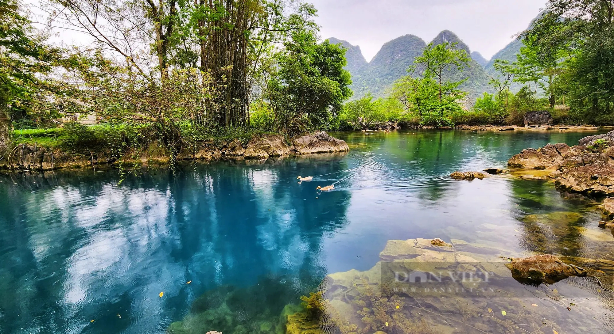 Một nơi ở Cao Bằng cách Trung Quốc vài trăm mét có hồ nước ngọt xanh đến kỳ lạ, cả năm chả thấy cạn- Ảnh 2.