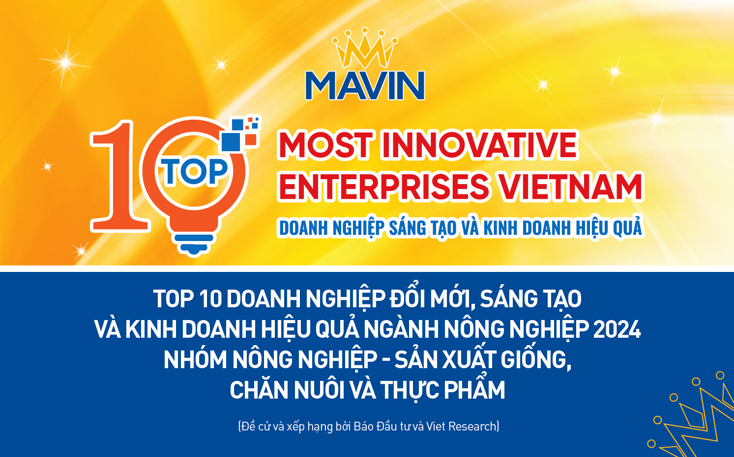 Mavin tiếp tục được xếp hạng Top 10 doanh nghiệp đổi mới, sáng tạo và kinh doanh hiệu quả ngành nông nghiệp năm 2024- Ảnh 1.