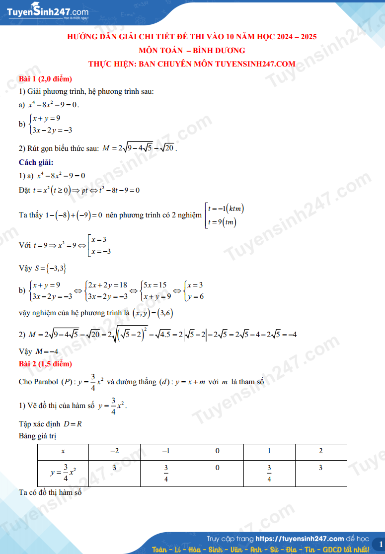 Đề thi môn Toán vào lớp 10 năm 2024 của Bình Dương có gợi ý đáp án- Ảnh 2.