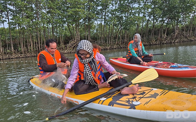 Nuôi con gì dưới rừng ngập mặn mà nông dân một xã của Bình Định cho người ta chèo thuyền đánh lưới?