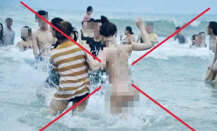 Hình ảnh "nữ du khách tắm khỏa thân ở biển Sầm Sơn” là cắt ghép, giả mạo- Ảnh 1.