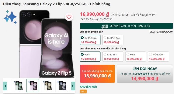 Galaxy Z Flip5 fullbox giảm giá 11 triệu, rẻ hơn iPhone 14- Ảnh 2.