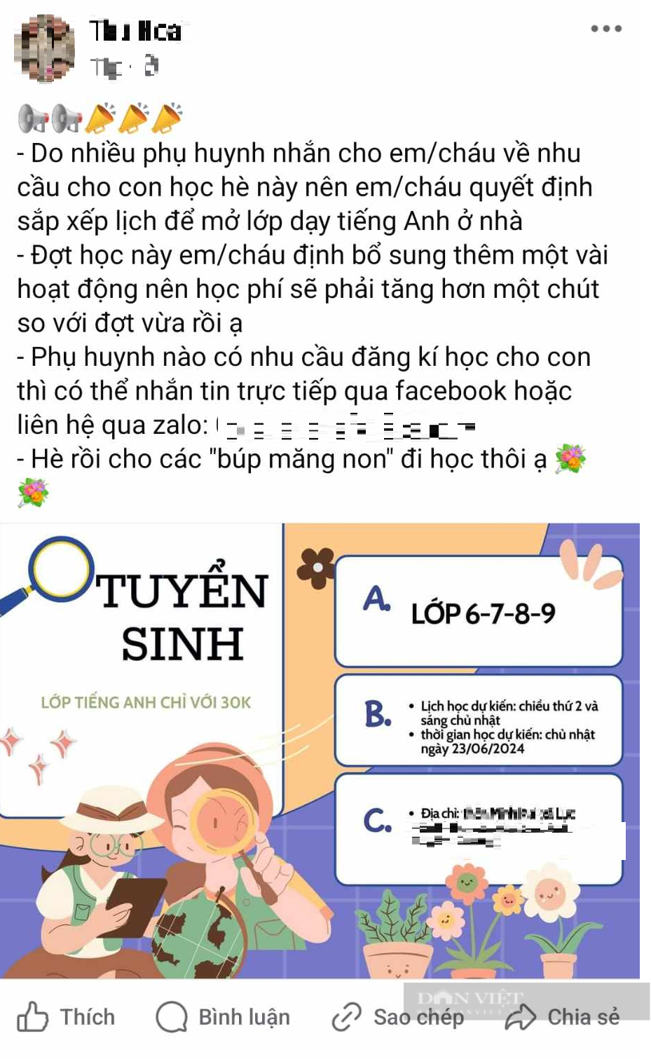 Sinh viên tranh thủ mở lớp dạy tại nhà vào dịp nghỉ hè. Ảnh: Chụp màn hình (T.H)