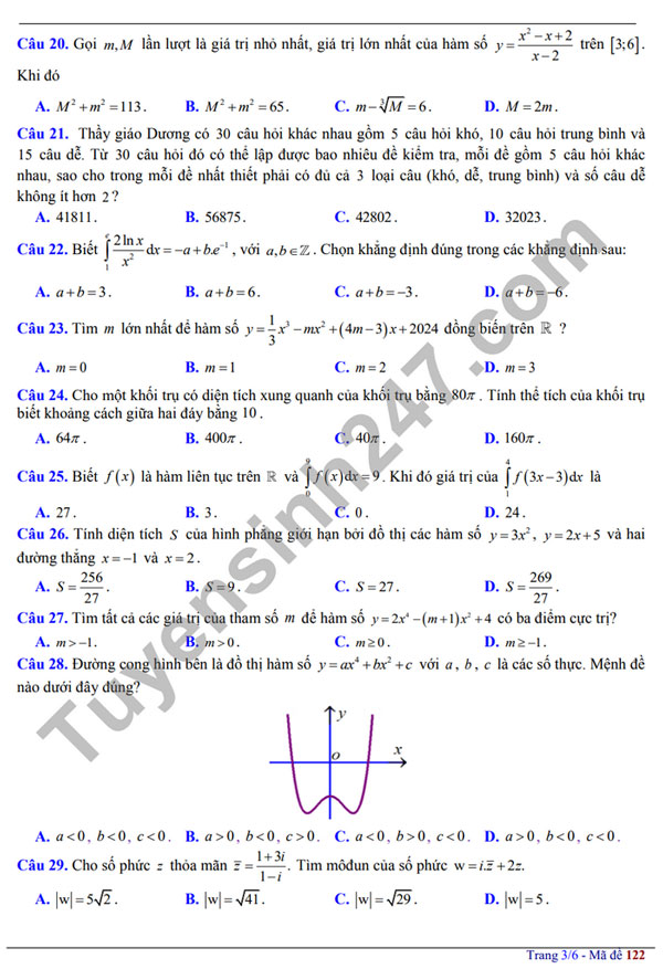 Đề thi thử tốt nghiệp THPT 2024 môn Toán có gợi ý đáp án của Trường THPT Lý Thường Kiệt, Hà Nội- Ảnh 3.