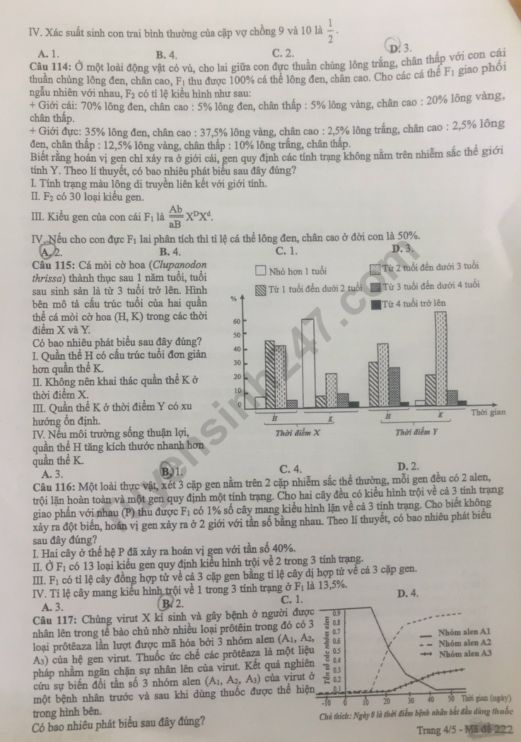 Đề thi thử môn Sinh học tốt nghiệp THPT 2024 có đáp án của Hà Nội - Ảnh 4.