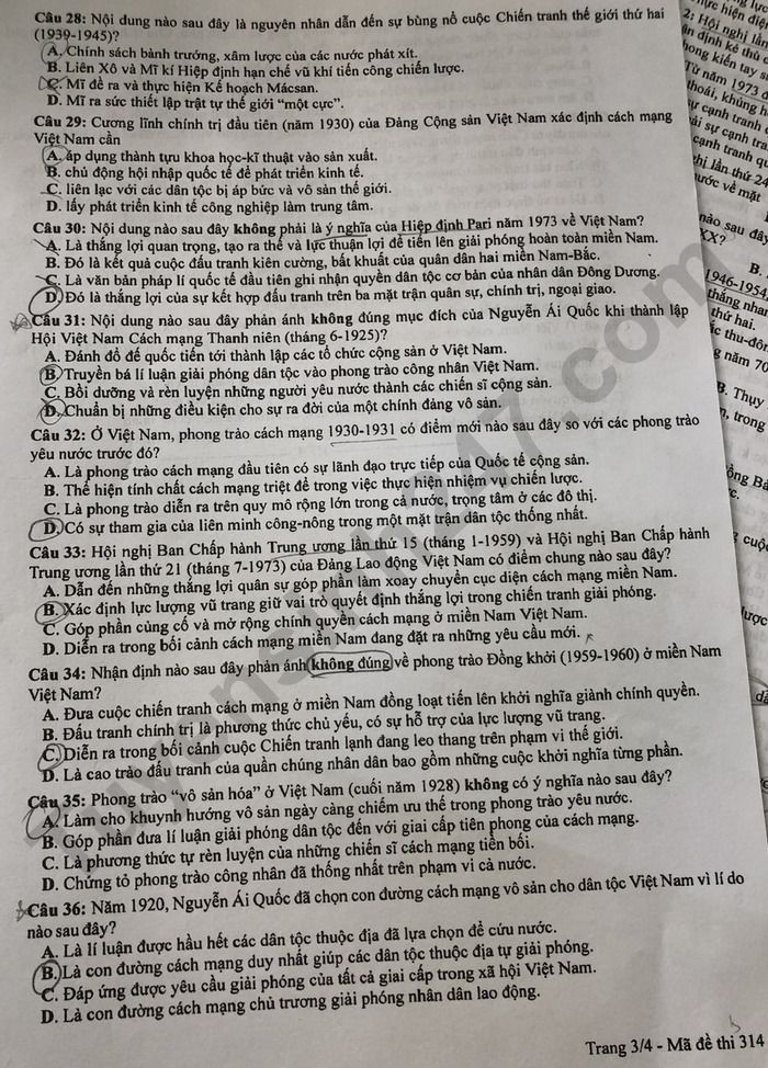 Đề thi môn Sử tốt nghiệp THPT 3 năm gần đây có đáp án- Ảnh 3.