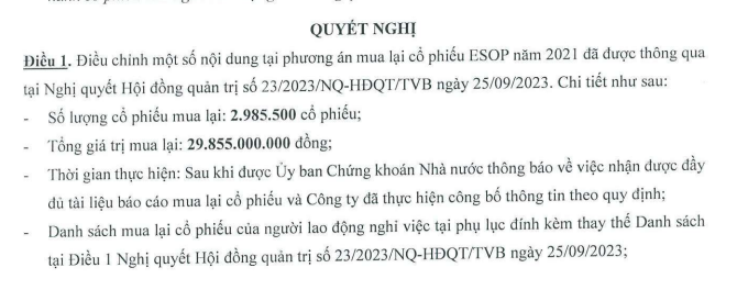 Chứng khoán Trí Việt chi gần 30 tỷ đồng mua lại cổ phiếu ESOP của nhân viên nghỉ việc- Ảnh 1.