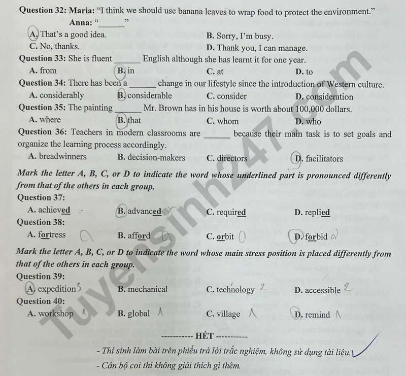 Đề thi môn Tiếng Anh vào lớp 10 năm 2024 của Hải Phòng có gợi ý đáp án- Ảnh 5.