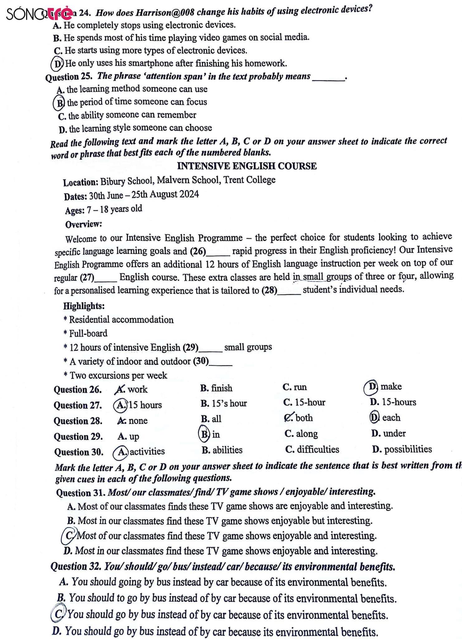 Đề thi môn Tiếng Anh lớp 10 ở Hà Nội năm 2024 full mã đề- Ảnh 73.