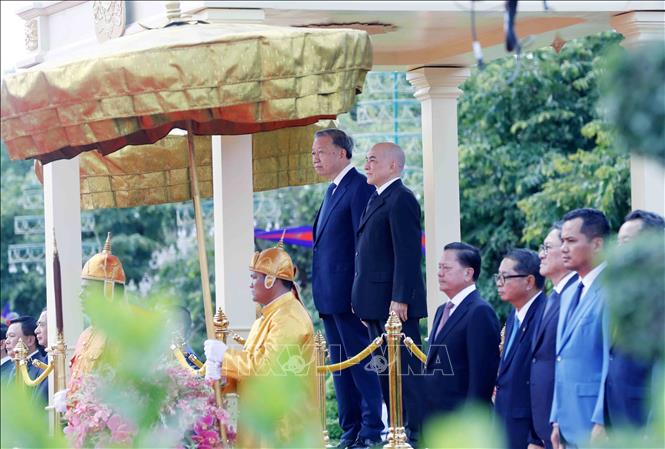Chủ tịch nước Tô Lâm hội kiến Quốc vương Campuchia Norodom Sihamoni- Ảnh 2.