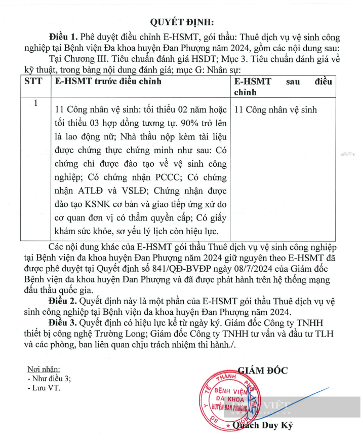 Dựng hàng loạt "rào cản" trong tiêu chí mời thầu để tuyển nhân viên vệ sinh cho bệnh viện - Ảnh 2.