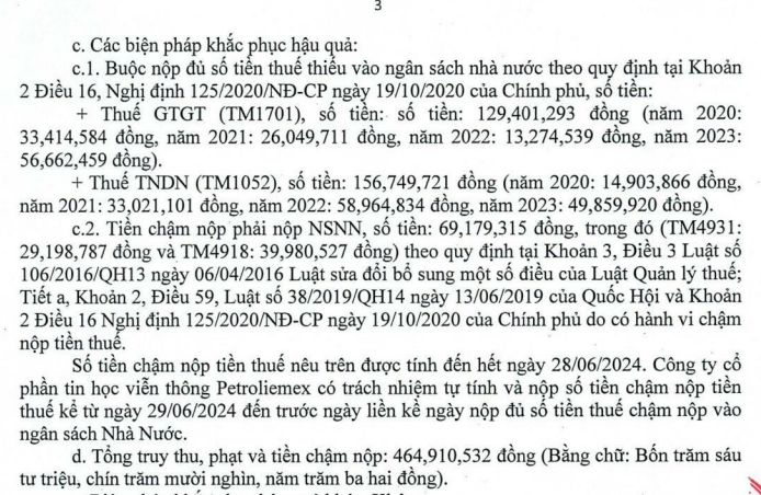 PIACOM bị truy thu, phạt và tiền chậm nộp gần 465 triệu đồng- Ảnh 1.