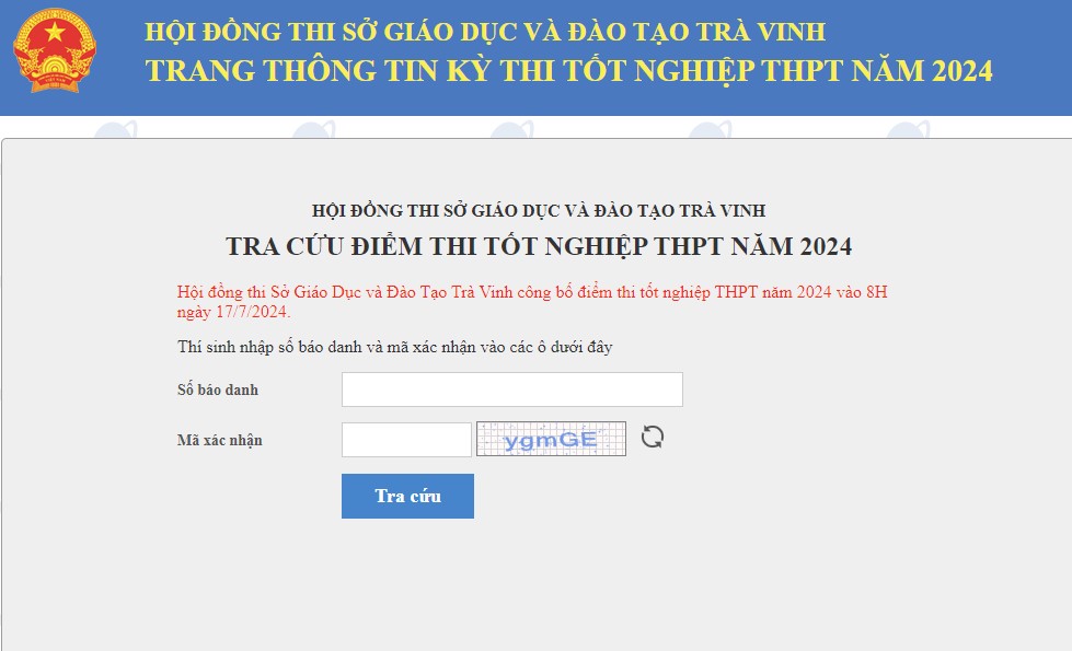 Tra cứu điểm thi tốt nghiệp THPT 2024 Trà Vinh- Ảnh 1.