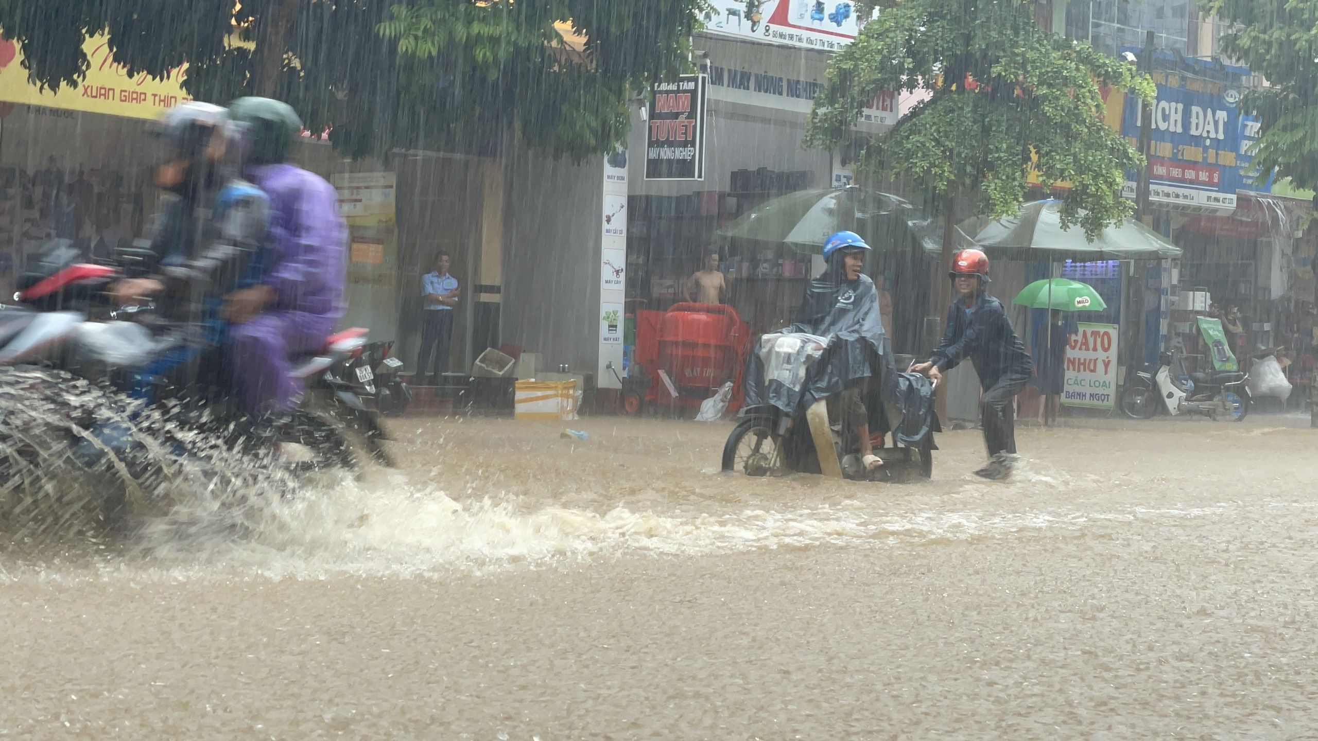 Mưa lớn ở Sơn La, lũ tràn mặt đường, ngập cả trường học, trụ sở UBND xã- Ảnh 3.