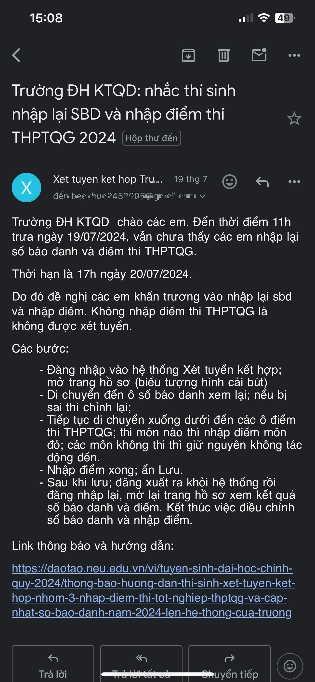 Thực hư "nam sinh trượt Trường Đại học Kinh tế Quốc dân chỉ vì quên đọc email"- Ảnh 1.