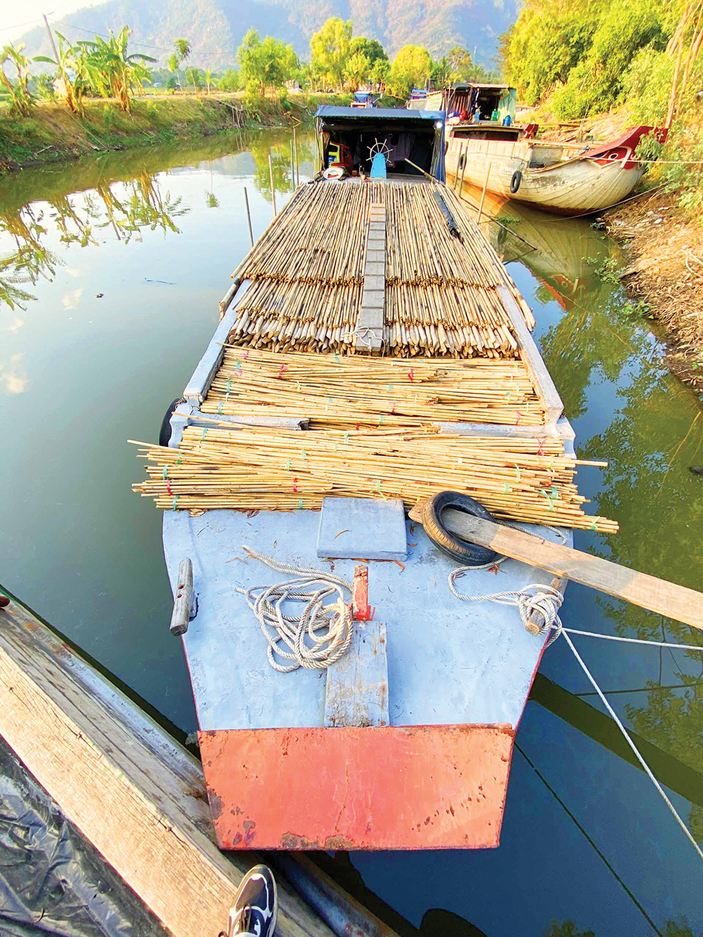 Chợ làng lạ lùng ở An Giang, trên bến dưới thuyền, tấp nập cả năm chỉ bán cây tầm vông thẳng tuột- Ảnh 1.