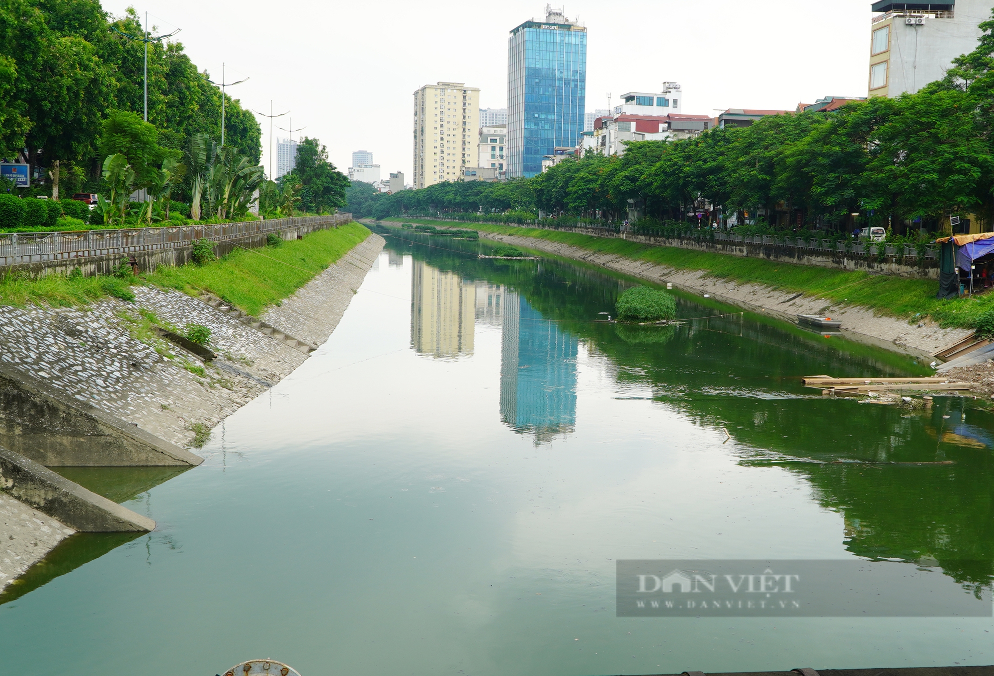 Người Hà Nội ngỡ ngàng trước cảnh nước sông Tô Lịch bỗng chuyển màu xanh- Ảnh 2.