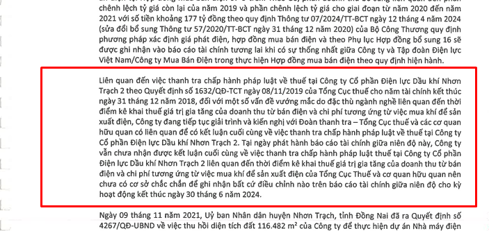 Nhơn Trạch 2: Dự phòng phải thu khó đòi EPTC 24 tỷ đồng, diến biến vụ thanh tra chấp hành pháp luật về thuế- Ảnh 1.