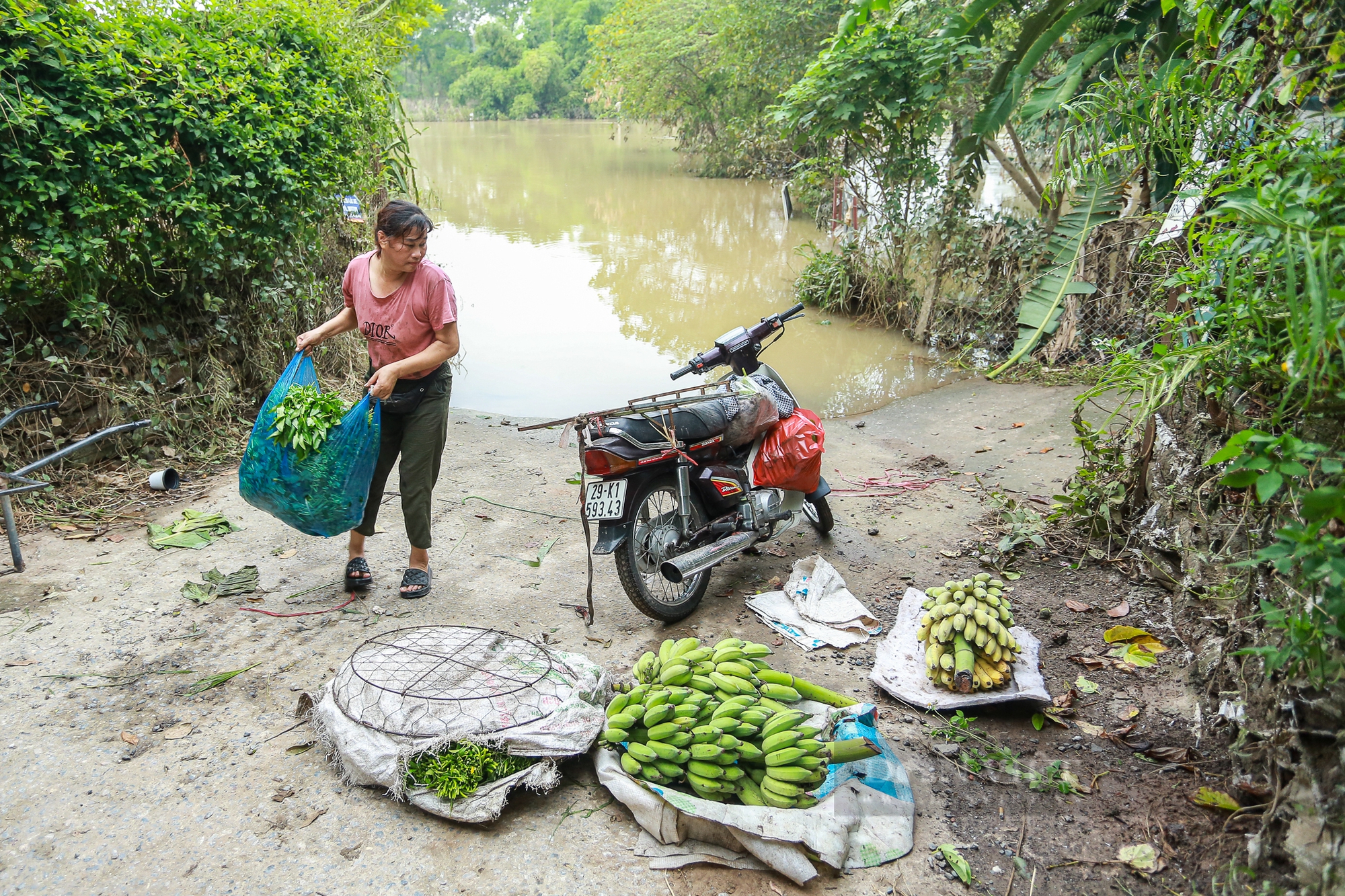 Hà Nội: Bãi giữa sông Hồng ngập sâu, học sinh, người dân phải dùng đò di chuyển - Ảnh 10.