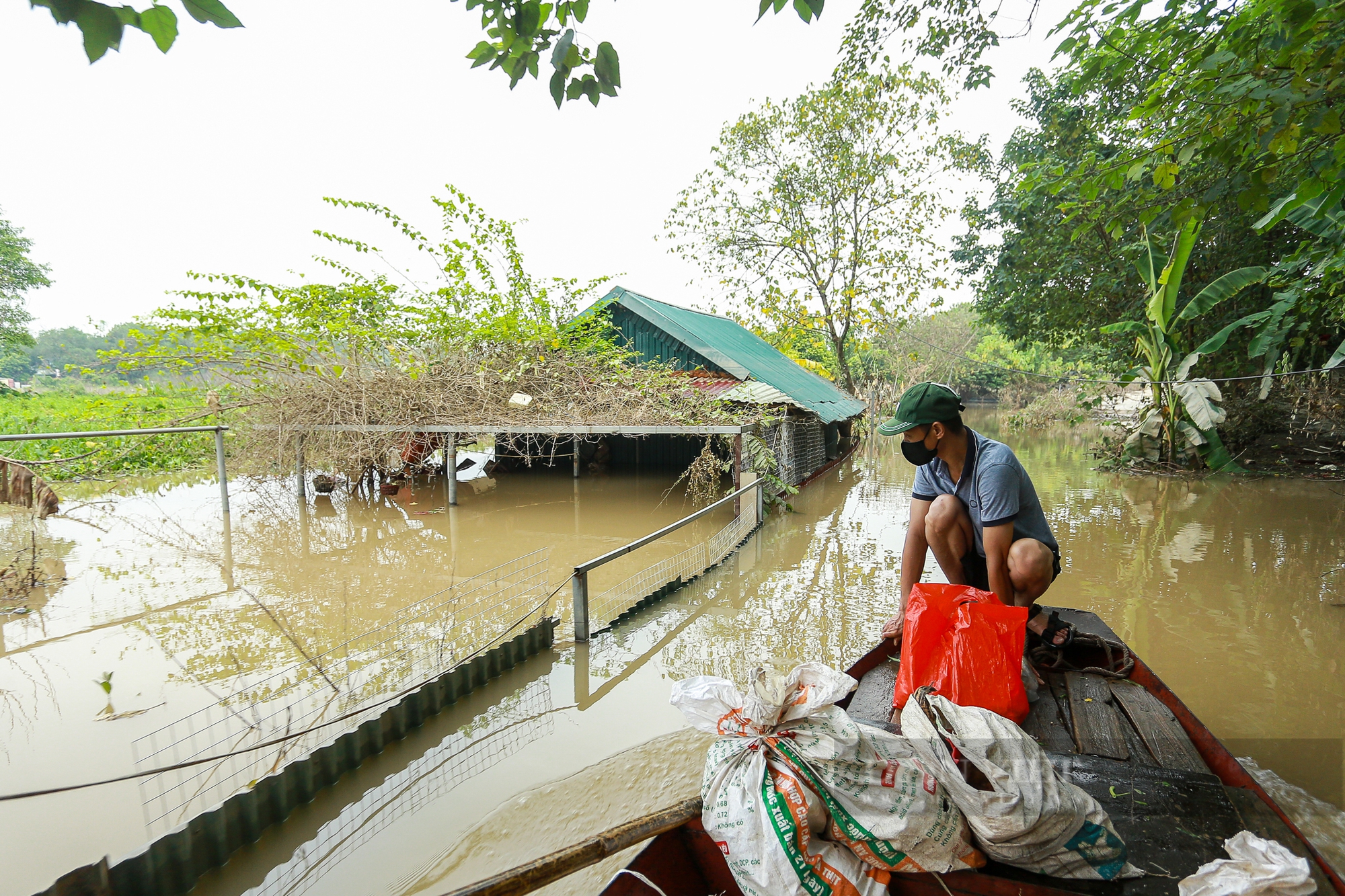 Hà Nội: Bãi giữa sông Hồng ngập sâu, học sinh, người dân phải dùng đò di chuyển - Ảnh 17.