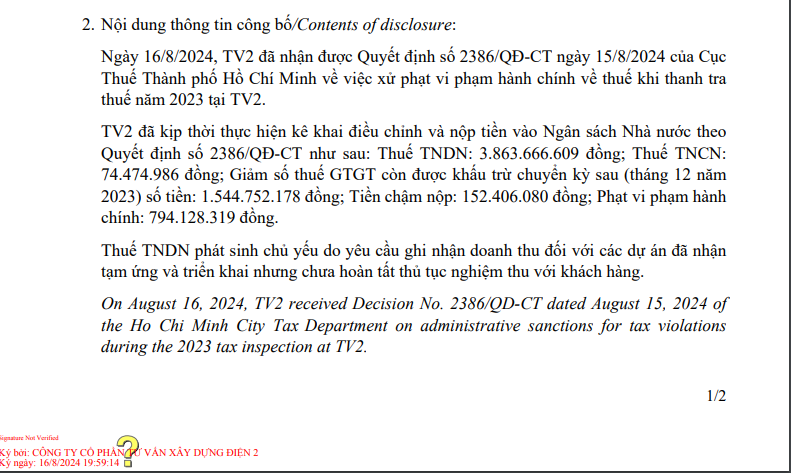 TV2 bị xử phạt về thuế gần 5 tỷ đồng - Ảnh 1.