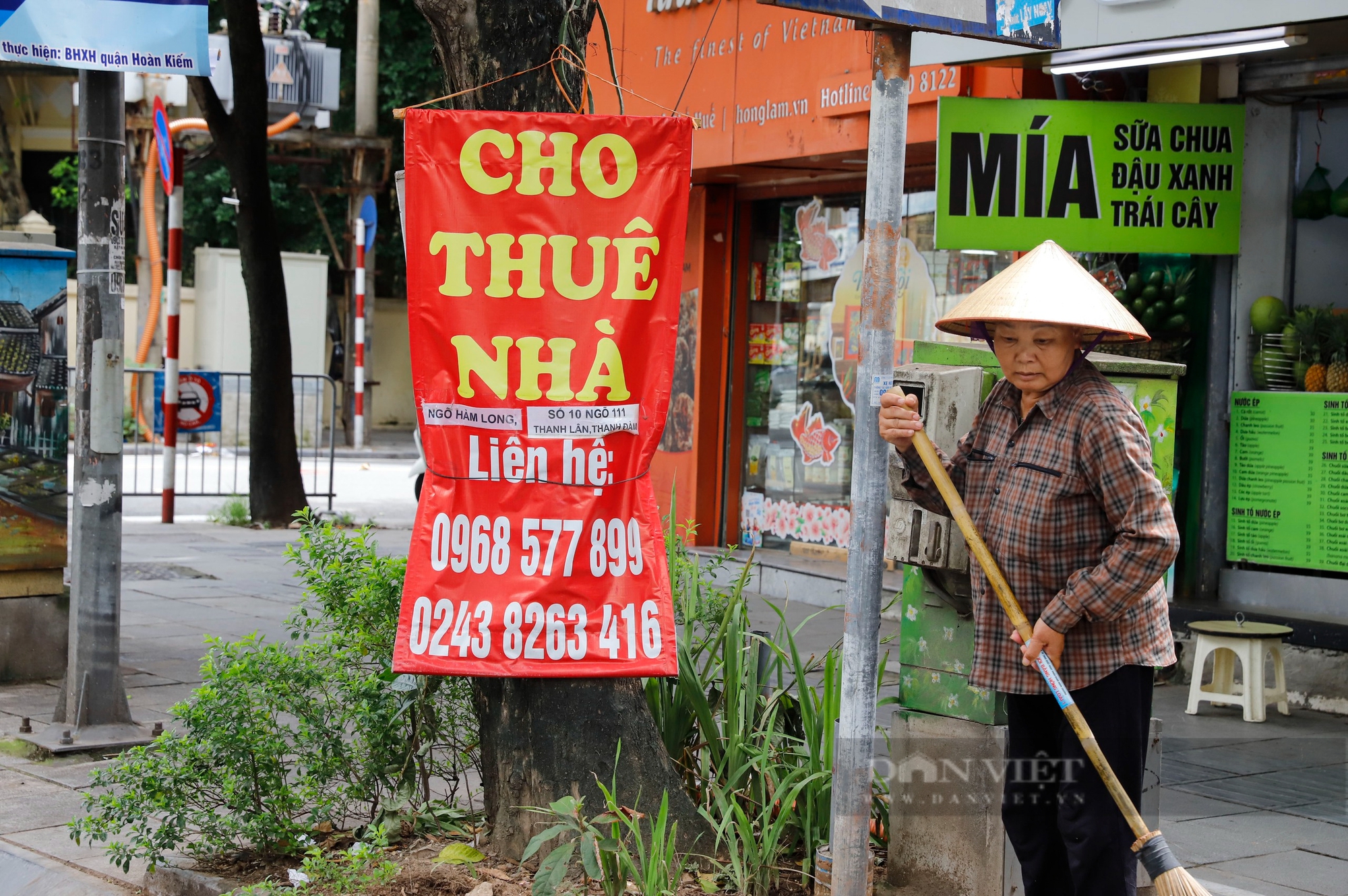 Chủ nhà treo hẳn băng rôn lên cây để tìm khách thuê nhà trên "đất vàng" Hà Nội- Ảnh 3.