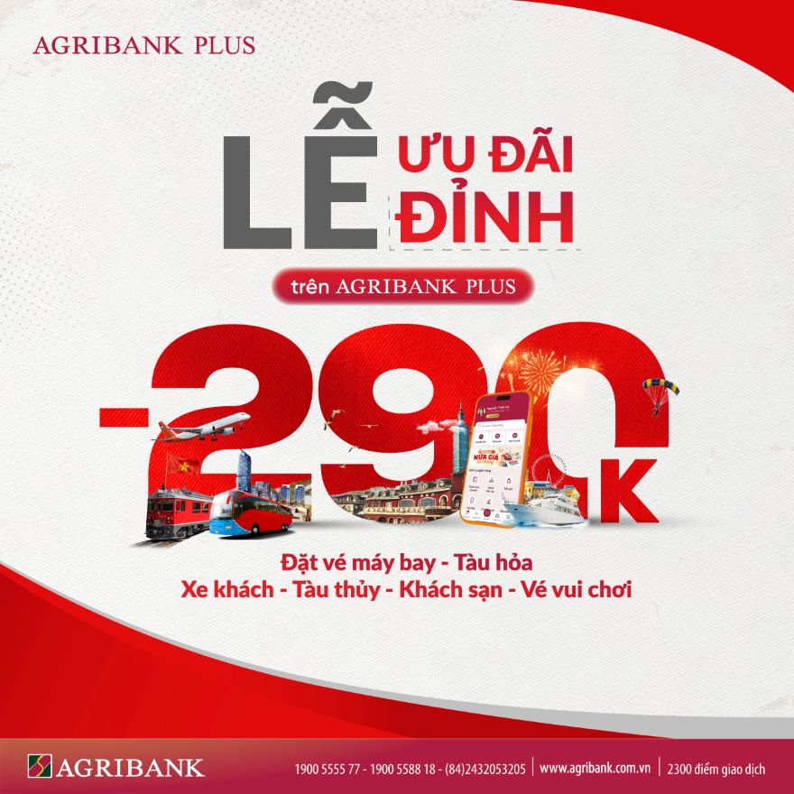 Đặt vé du lịch tiện lợi, ưu đãi khủng với Agribank Plus