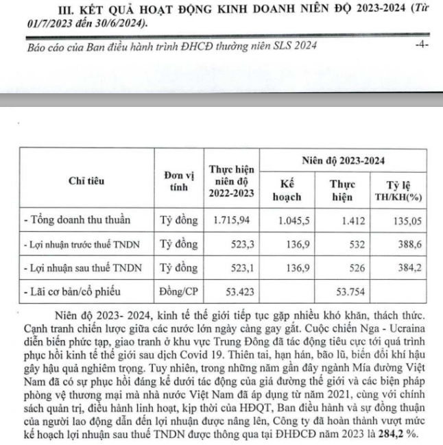 Nâng tỷ lệ từ 100% lên 200%, mức cổ tức kỷ lục của Mía đường Sơn La - Ảnh 3.