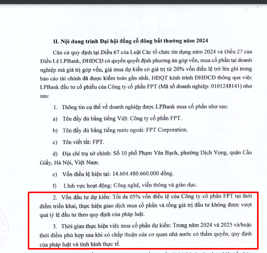 LPBank (LPB) muốn mua 5% vốn cổ phần của FPT- Ảnh 1.