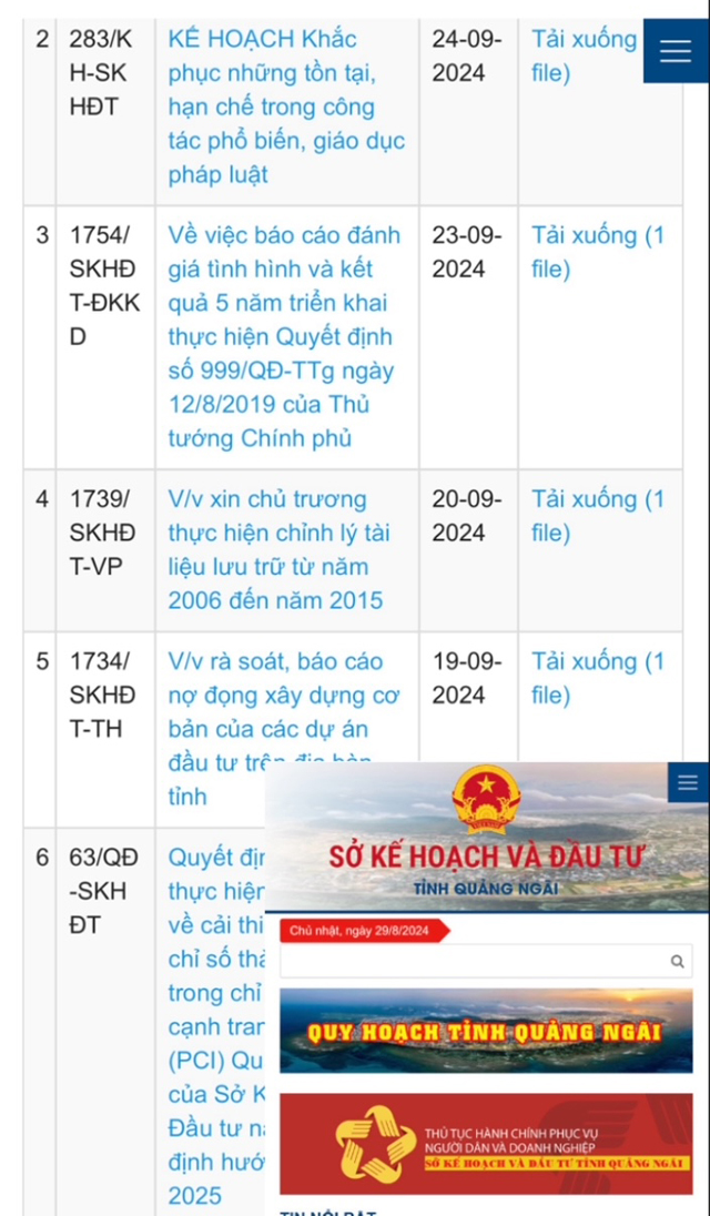 Nhiều Sở, ngành Quảng Ngãi đã cập nhật thông tin mới trên Website sau khi được phản ánh- Ảnh 2.