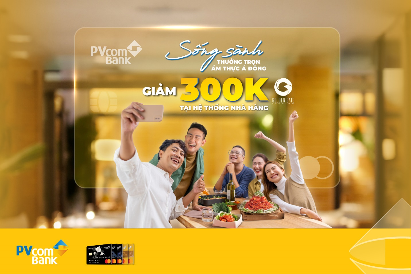 Giảm 300.000 đồng khi thanh toán bằng thẻ PVcomBank Mastercard tại chuỗi Golden Gate- Ảnh 1.