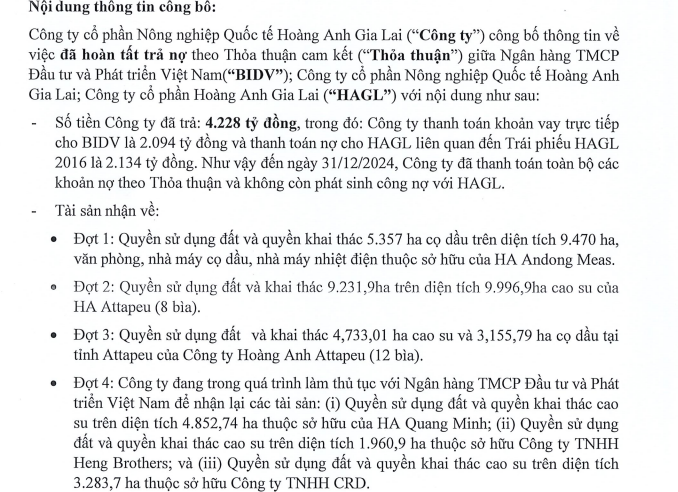 HAGL Agrico: "Sạch" nợ với Hoàng Anh Gia Lai, nhận về 32.500ha đất, cổ phiếu HNG "tím lịm" - Ảnh 1.