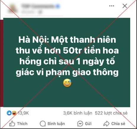 Thông tin thanh niên thu về 50 triệu đồng sau 1 ngày tố giác vi phạm giao thông là xuyên tạc - Ảnh 1.